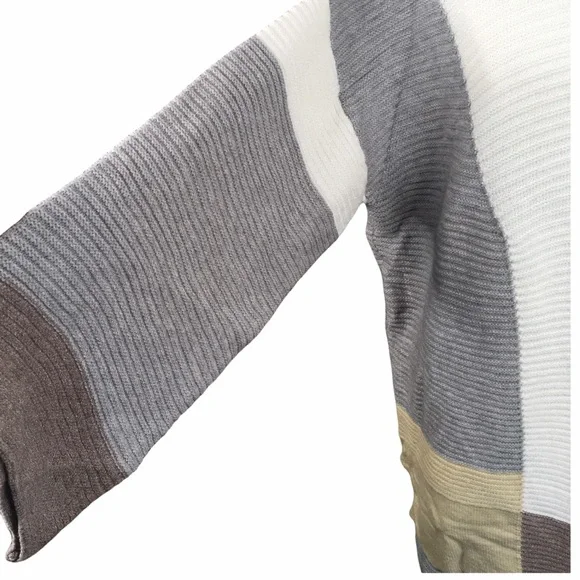 Colorblock Ribbed Open Cardigan Sweater Size Medium NWT - Picture 8 of 11